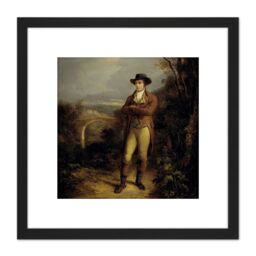 Artery8 Nasmyth Robert Burns Scottish Poet 8X8 Inch Square Wooden Framed Wall Art Print Picture with Mount in Black - thumbnail 1