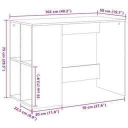 Berkfield Home Desk Smoked Oak 102x50x75 cm Engineered Wood in Brown - Size: 102 x 50 x 75 cm - thumbnail 9