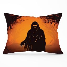 Warren Reed - Designer A Spooky Black & Orange Ghost Cushions - Size: 60 cm x 60 cm - thumbnail 1