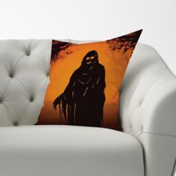 Warren Reed - Designer A Spooky Black & Orange Ghost Cushions - Size: 60 cm x 60 cm - thumbnail 2