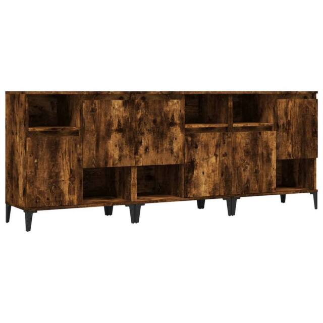 Berkfield Home Sideboards 3 pcs Smoked Oak 60x35x70 cm Engineered Wood in Brown - Size: 60 x 35 x 70 cm - image 1