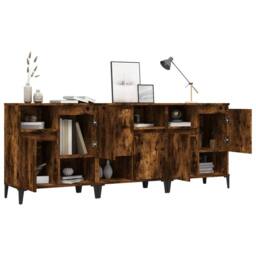 Berkfield Home Sideboards 3 pcs Smoked Oak 60x35x70 cm Engineered Wood in Brown - Size: 60 x 35 x 70 cm - thumbnail 4