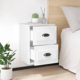 Berkfield Home Elegant Wall-mounted Bedside Cabinet High Gloss White 41.5x36x53cm - Size: 41.5x36x53 cm - thumbnail 1