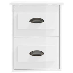 Berkfield Home Elegant Wall-mounted Bedside Cabinet High Gloss White 41.5x36x53cm - Size: 41.5x36x53 cm - thumbnail 7