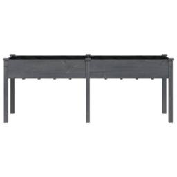 Berkfield Home Planter with Liner Grey 203x53x76 cm Solid Wood Fir - Size: 203 x 53 x 76 cm - thumbnail 4