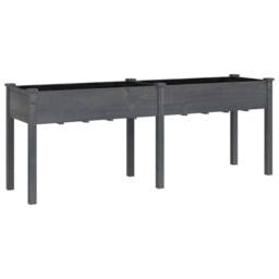 Berkfield Home Planter with Liner Grey 203x53x76 cm Solid Wood Fir - Size: 203 x 53 x 76 cm