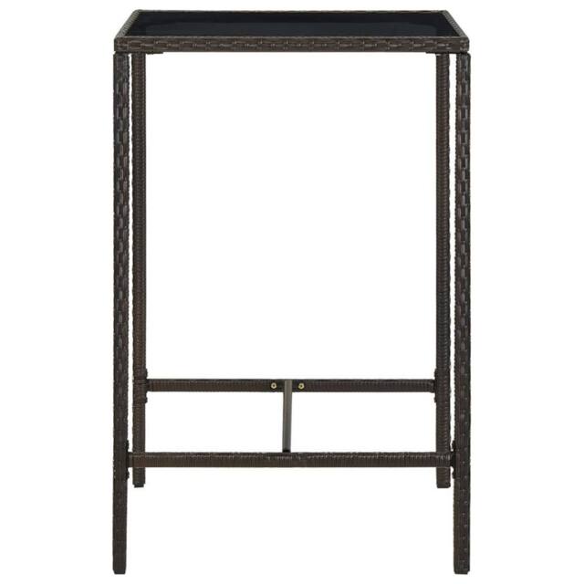 Berkfield Home Sturdy Garden Bar Table Brown 70x70x110 cm Poly Rattan & Glass - Size: 70 x 70 x 110 cm - image 1