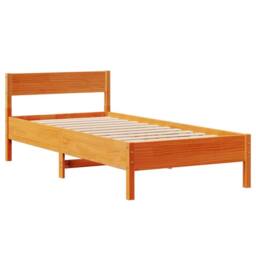 Berkfield Home Bed Frame without Mattress Wax Brown 75x190 cm Small Single Solid - thumbnail 7