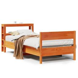 Berkfield Home Bed Frame without Mattress Wax Brown 75x190 cm Small Single Solid - thumbnail 1