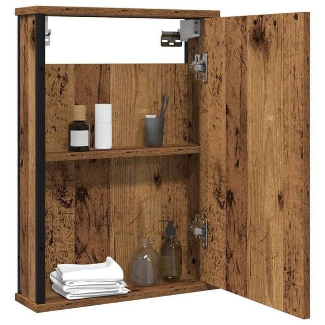 Berkfield Home Sturdy Bathroom Mirror Cabinet Old Wood 42x12x60 cm Engineered Wood in Brown - Size: 42 x 12 x 60 cm - image 1
