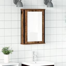 Berkfield Home Sturdy Bathroom Mirror Cabinet Old Wood 42x12x60 cm Engineered Wood in Brown - Size: 42 x 12 x 60 cm - thumbnail 2