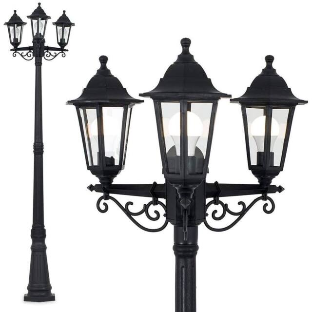 CGC Lighting Edna Black Triple Victorian Style Lantern Outdoor Post Light Extra Large - image 1