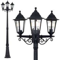 CGC Lighting Edna Black Triple Victorian Style Lantern Outdoor Post Light Extra Large - thumbnail 1