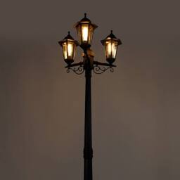 CGC Lighting Edna Black Triple Victorian Style Lantern Outdoor Post Light Extra Large - thumbnail 6