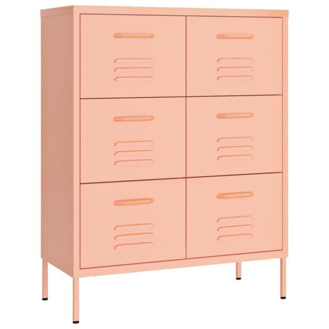 Berkfield Home Drawer Cabinet Pink 80x35x101.5 cm Steel - image 1