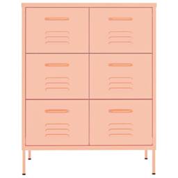 Berkfield Home Drawer Cabinet Pink 80x35x101.5 cm Steel - thumbnail 3