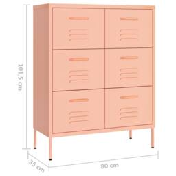 Berkfield Home Drawer Cabinet Pink 80x35x101.5 cm Steel - thumbnail 9