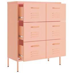 Berkfield Home Drawer Cabinet Pink 80x35x101.5 cm Steel - thumbnail 6
