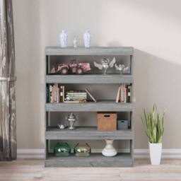 Berkfield Home Classic Book Cabinet/Room Divider Grey Sonoma 100x30x135 cm - Size: 100 x 30 x 135 cm - thumbnail 7