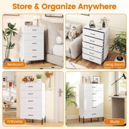 Gymax Modern Tall Chest of Drawers 5-Drawer Dresser Bedroom Organizer in White - thumbnail 3