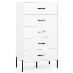 Gymax Modern Tall Chest of Drawers 5-Drawer Dresser Bedroom Organizer in White - thumbnail 9