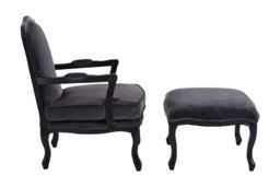 Orsina Modern Grey Velvet Chair & Footstool, Comfortable Chair & Footstool Set, Velvet Upholstered Chair - thumbnail 4