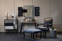 Orsina Modern Grey Velvet Chair & Footstool, Comfortable Chair & Footstool Set, Velvet Upholstered Chair - thumbnail 2