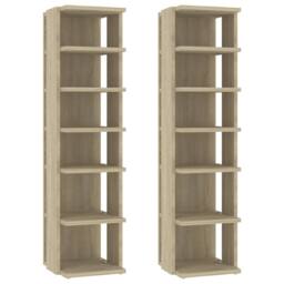 Berkfield Home Shoe Cabinets 2 pcs Sonoma Oak 25x27x102 cm in Light Brown - Size: 25 x 27 x 102 cm - thumbnail 3