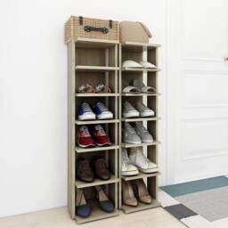 Berkfield Home Shoe Cabinets 2 pcs Sonoma Oak 25x27x102 cm in Light Brown - Size: 25 x 27 x 102 cm - thumbnail 1