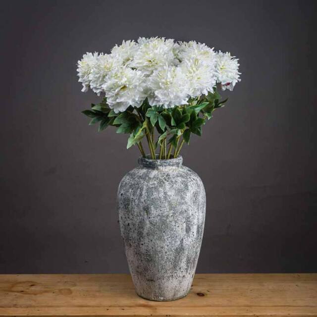 Lemon Pavilion Furniture and Decor Classic Peony Artificial Plant (Single Stem) - L13 x W13 x H69 cm in White