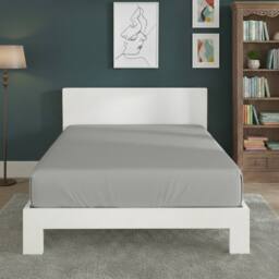 Snug City Polycotton Fitted Sheet Extra Deep 40cm Skirt Easy Care in Silver - Size: Small Double
