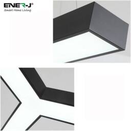 ENER-J 18W Hollow Y shape Pendant Light Size Diameter 60 cms Lampshade in Black - thumbnail 2