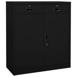 Berkfield Home Office Cabinet Black 90x40x102 cm Steel - Size: 90 x 40 x 102 cm - thumbnail 2