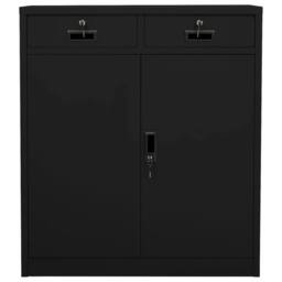 Berkfield Home Office Cabinet Black 90x40x102 cm Steel - Size: 90 x 40 x 102 cm - thumbnail 3