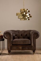 Orsina Dark Grey Chair, Leather Upholstered Ocassional Chair, Plush Patio Chair, Armchair With Button Tufted Backrest - thumbnail 3