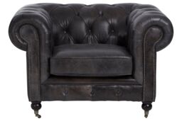 Orsina Dark Grey Chair, Leather Upholstered Ocassional Chair, Plush Patio Chair, Armchair With Button Tufted Backrest - thumbnail 4