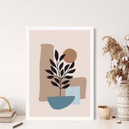 ARTZE Orange & Green Floral Flower Market Minimalist Framed Print SIZE: A2 with White Frame - Size: A4 - thumbnail 2