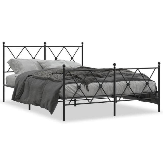 Berkfield Home Metal Bed Frame without Mattress with Footboard Black 137x190cm - Size: 137x190 cm - image 1