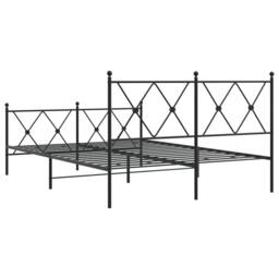 Berkfield Home Metal Bed Frame without Mattress with Footboard Black 137x190cm - Size: 137x190 cm - thumbnail 6