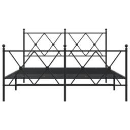 Berkfield Home Metal Bed Frame without Mattress with Footboard Black 137x190cm - Size: 137x190 cm - thumbnail 4