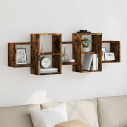 Berkfield Home Wall Shelf Smoked Oak 129x18x42 cm Engineered Wood in Brown - Size: 129 x 18 x 42 cm - thumbnail 2