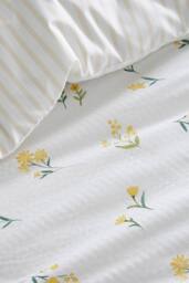 Dreams & Drapes 'Ditsy Floral Seersucker' Textured Duvet Cover Set in Yellow - Size: Single - thumbnail 3