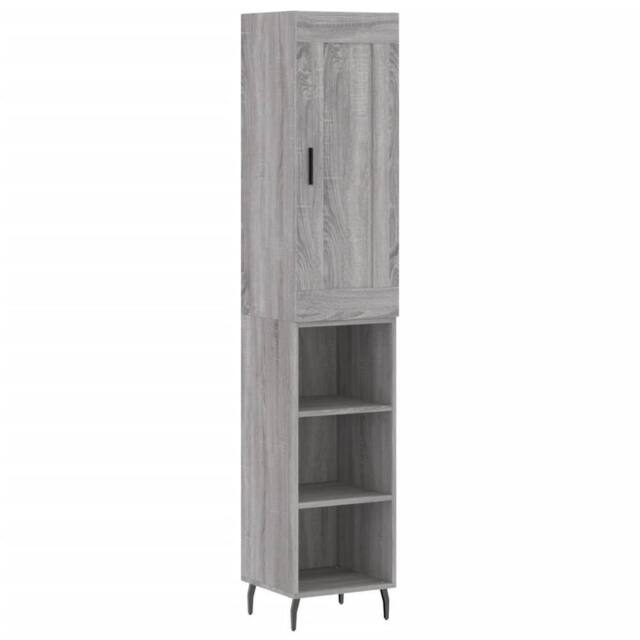 Berkfield Home Highboard Grey Sonoma 34.5x34x180 cm Engineered Wood - image 1