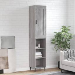 Berkfield Home Highboard Grey Sonoma 34.5x34x180 cm Engineered Wood - thumbnail 2