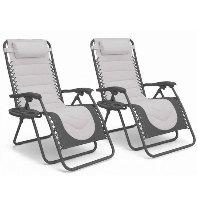 Keplin Set of 2 XXL Premium Heavy Duty Padded Zero Gravity Chairs in Grey - image 1