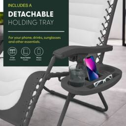 Keplin Set of 2 XXL Premium Heavy Duty Padded Zero Gravity Chairs in Grey - thumbnail 6