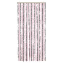 Berkfield Home Fly Curtain Silver Grey & Pink 90x220 cm Chenille - thumbnail 3