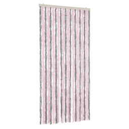 Berkfield Home Fly Curtain Silver Grey & Pink 90x220 cm Chenille - thumbnail 2