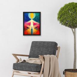 Artery8 Into The Light Abstract Spiritual Painting Artwork Framed Wall Art Print A4 in Black - thumbnail 2