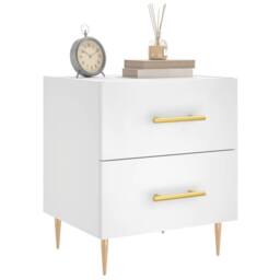 Berkfield Home Modern Bedside Cabinet White 40x35x47.5 cm Engineered Wood - thumbnail 1